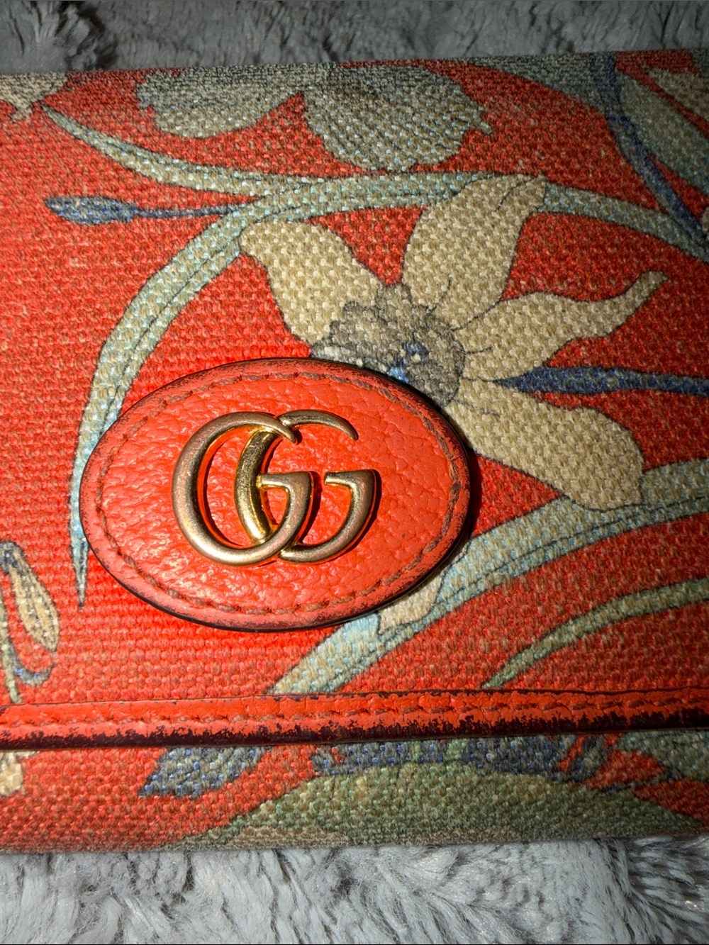 Gucci Orange Floral Continental Wallet with GG Emblem with inlay mirror - Picture 2 of 15